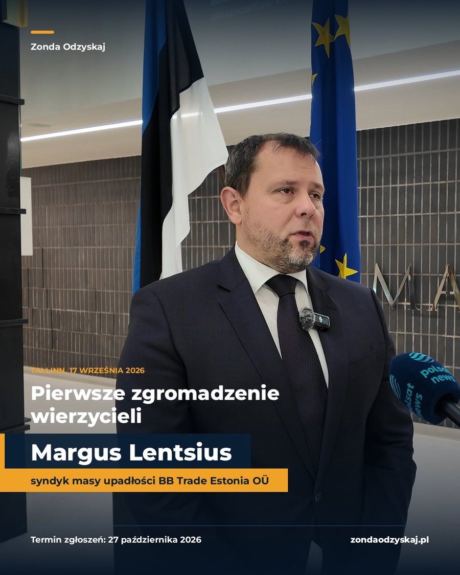 Nagranie wideo: syndyk Margus Lentsius po pierwszym zgromadzeniu wierzycieli w Harju Maakohus w Tallinnie, 17 września 2026